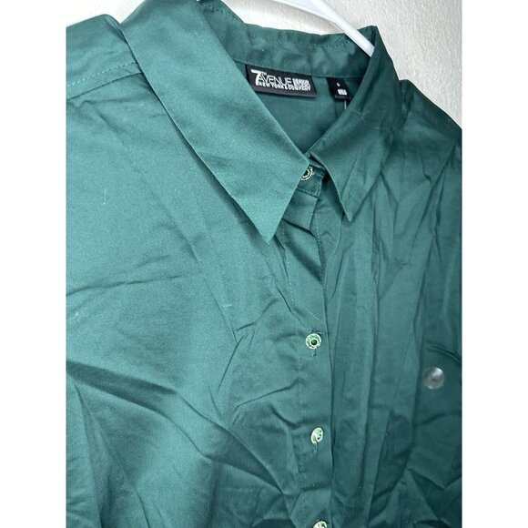 New York And Company 7th Avenue Dark Green Long Sleeve Button Up Shirt Sz Large - Picture 2 of 10